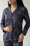 Zivame Buttersoft Knit Poly Pyjama Set - Navy Peony — thumbnail 5